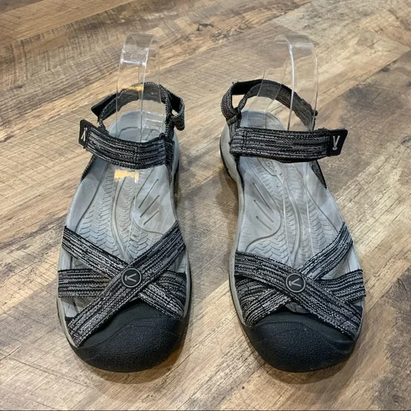 Keen Black and White Sandals with Protective Toe Bumper - Picture 2 of 11